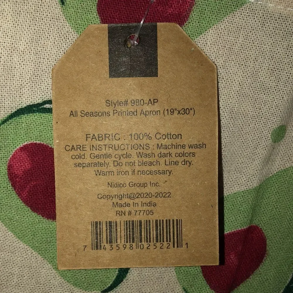 Mabelle Home Collection Avocado Print Cotton Apron